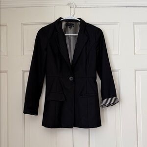 Forever 21 Black Blazer with Striped Lining